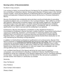 Fillable Nursing Letter of Recommendation Document