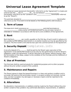 Fillable Lease Agreement Document