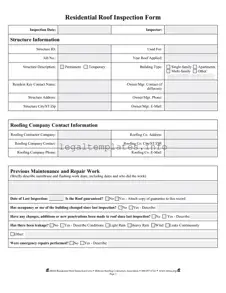 Fill a Valid Roof Inspection Form