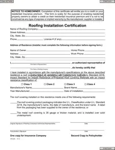 Fill a Valid Roofing Certificate Form