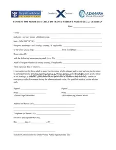 Fill a Valid Royal Caribbean Parental Consent Form
