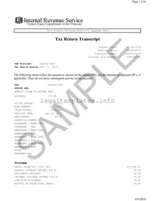Fill a Valid Sample Tax Return Transcript Form
