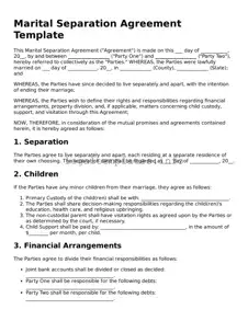 Fillable Marital Separation Agreement Document