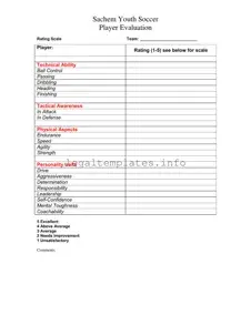 Fill a Valid Soccer Player Evaluation Form