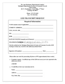 Fill a Valid Michigan Ged Transcript Request Form