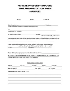 Fill a Valid Tow Authorization Form
