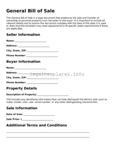Fillable General Bill of Sale Document