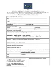 Fill a Valid Veterinary Certificate Travel Form