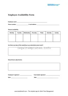 Fill a Valid Employee Availability Form