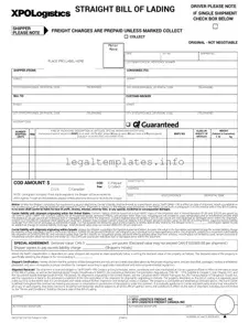 Fill a Valid Xpo Logistics Bill Of Lading Form
