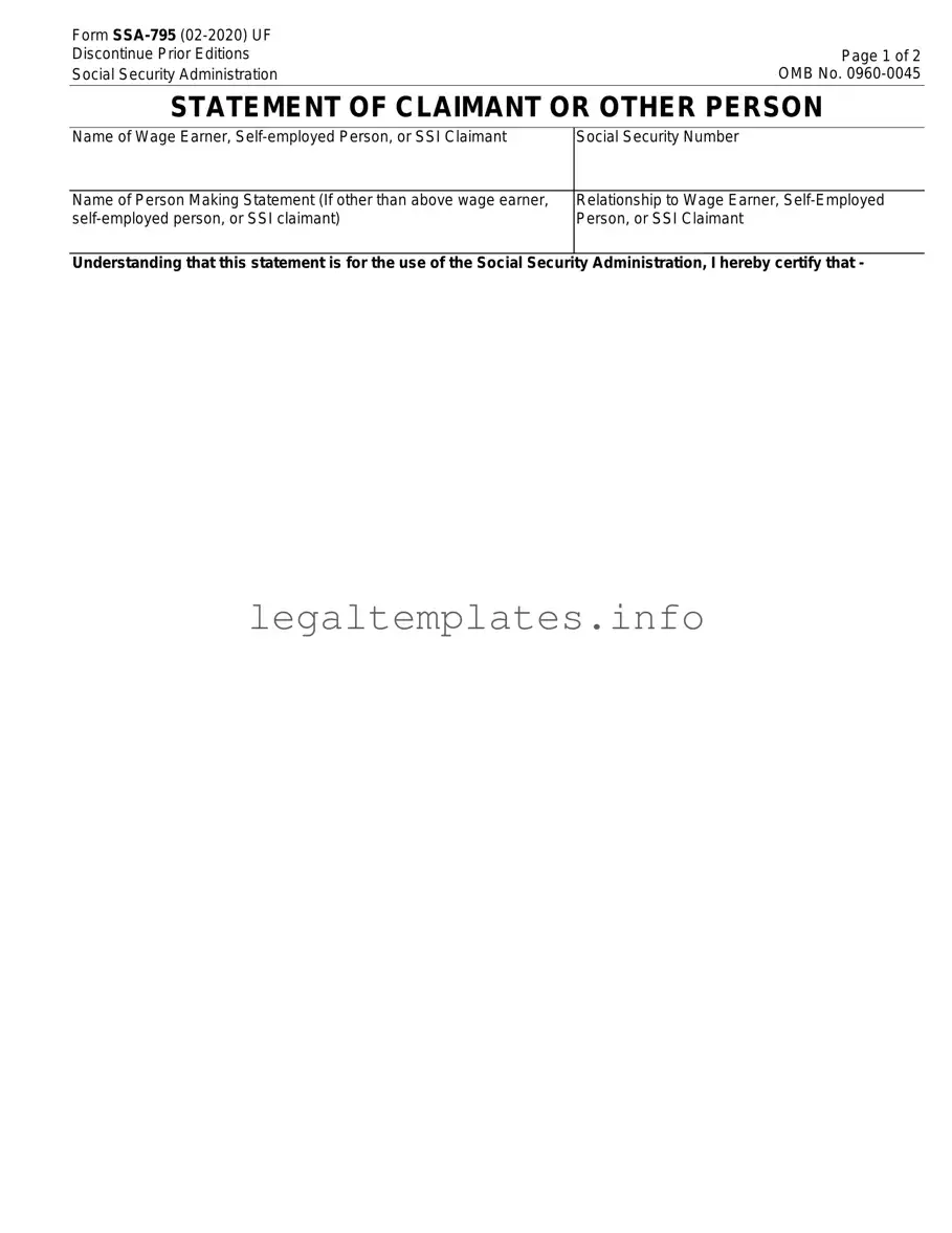 Fill a Valid SSA SSA-795 Form