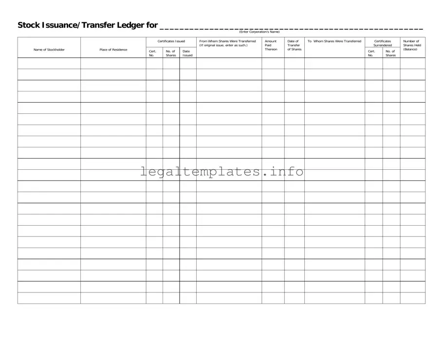 Fill a Valid Stock Transfer Ledger Form