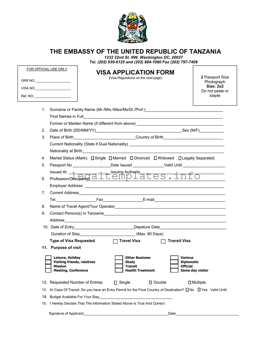 Fill a Valid Tanzania Visa Applicaiton Form