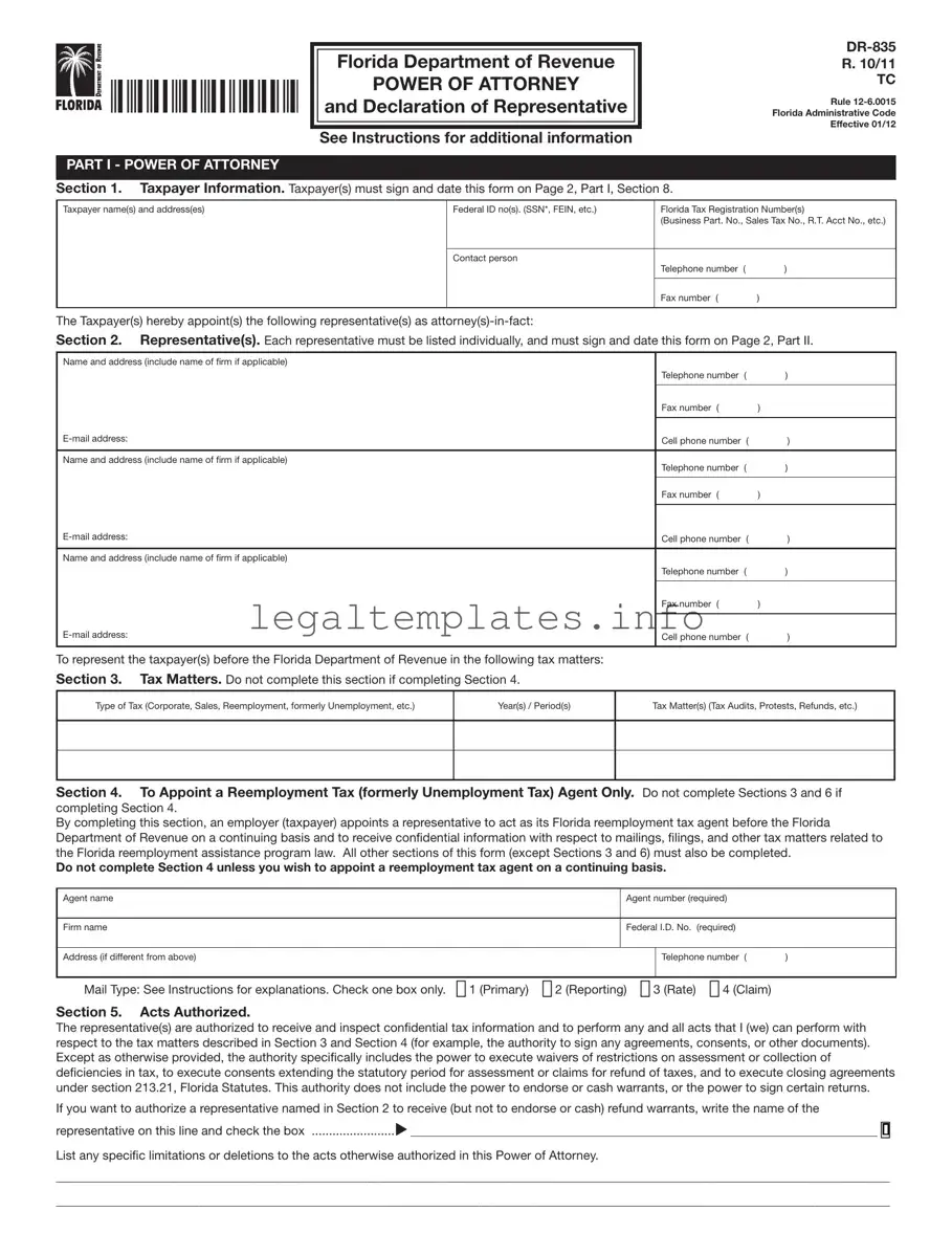 Fill a Valid Tax POA dr 835 Form