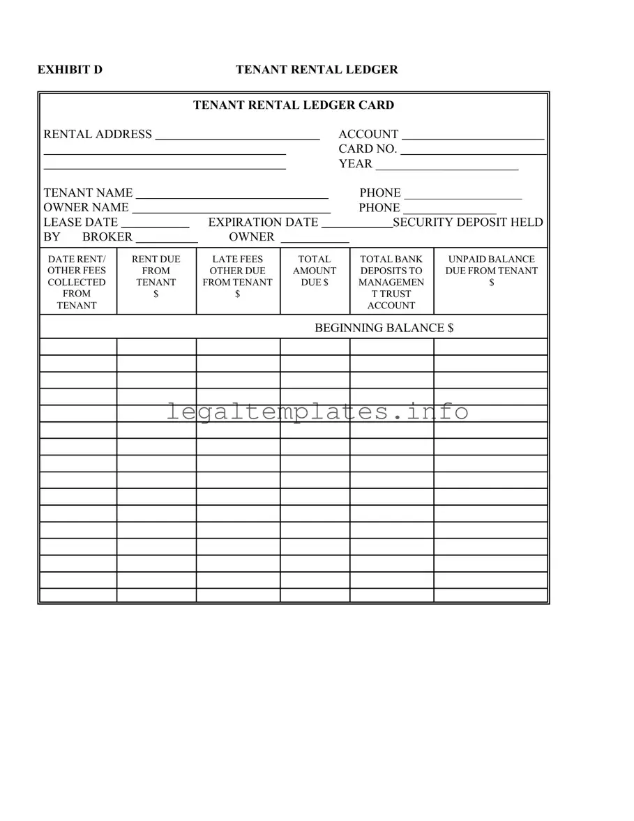 Fill a Valid Tenant Ledger Card Form