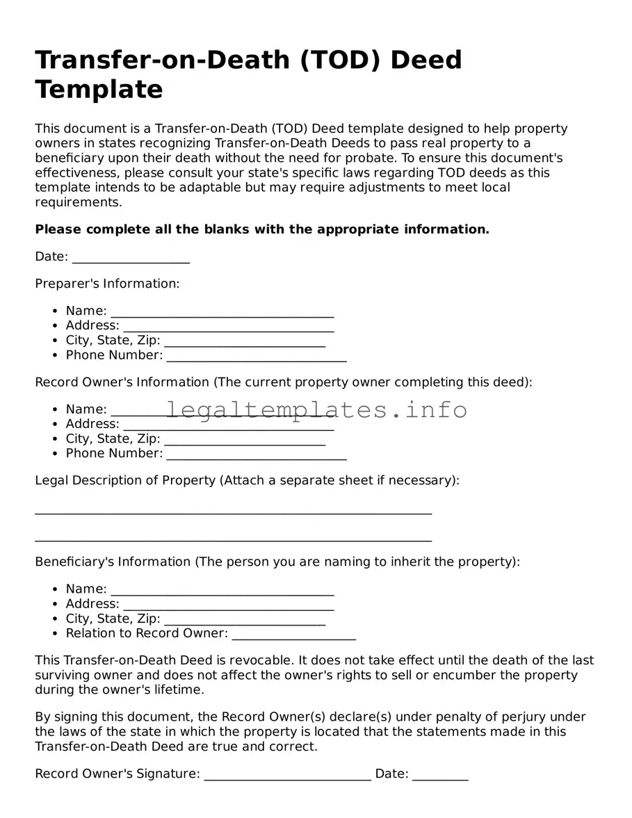 Fillable Transfer-on-Death Deed Document