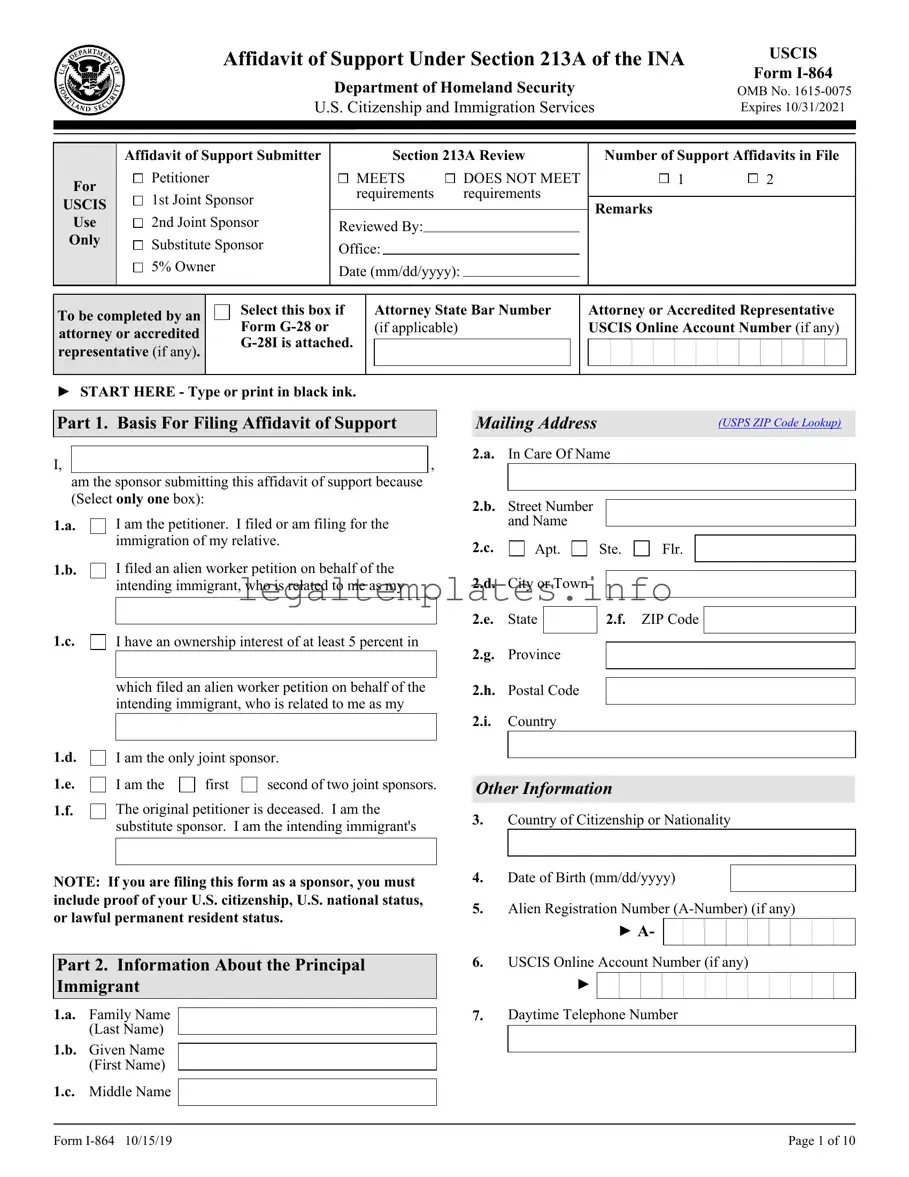 Fill a Valid USCIS I-864 Form