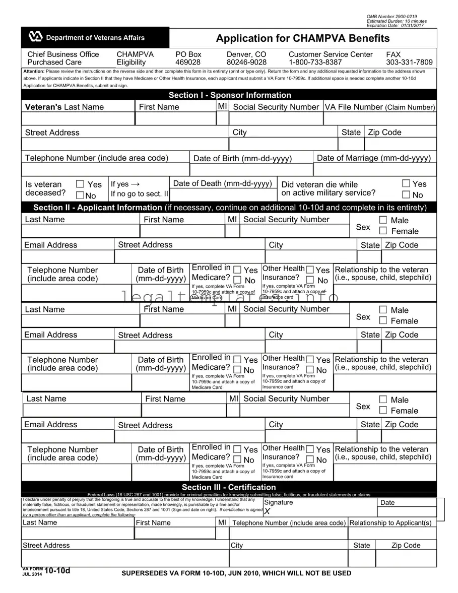 Fill a Valid Va 10 10D Form