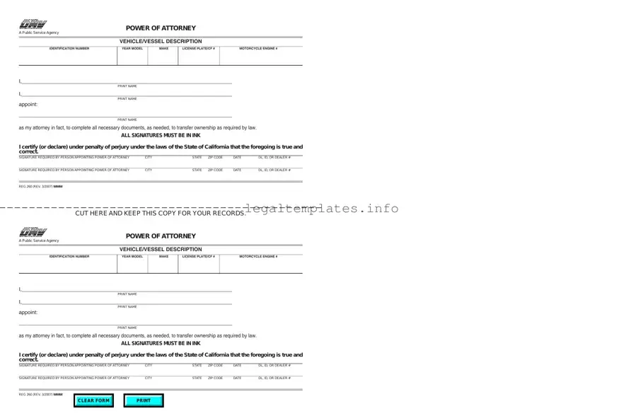 Fill a Valid Vehicle POA REG 260 Form