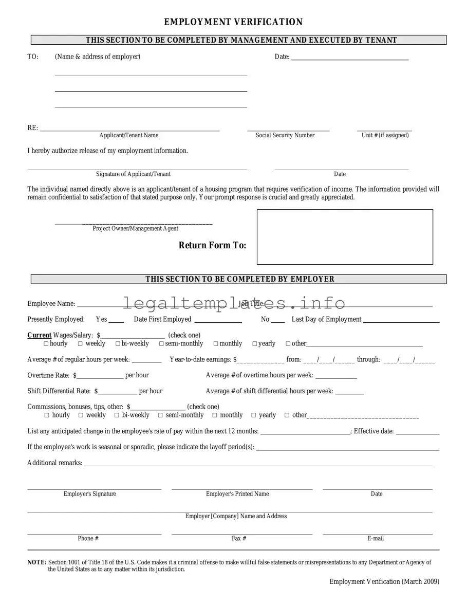 Fill a Valid Employment verification form Form