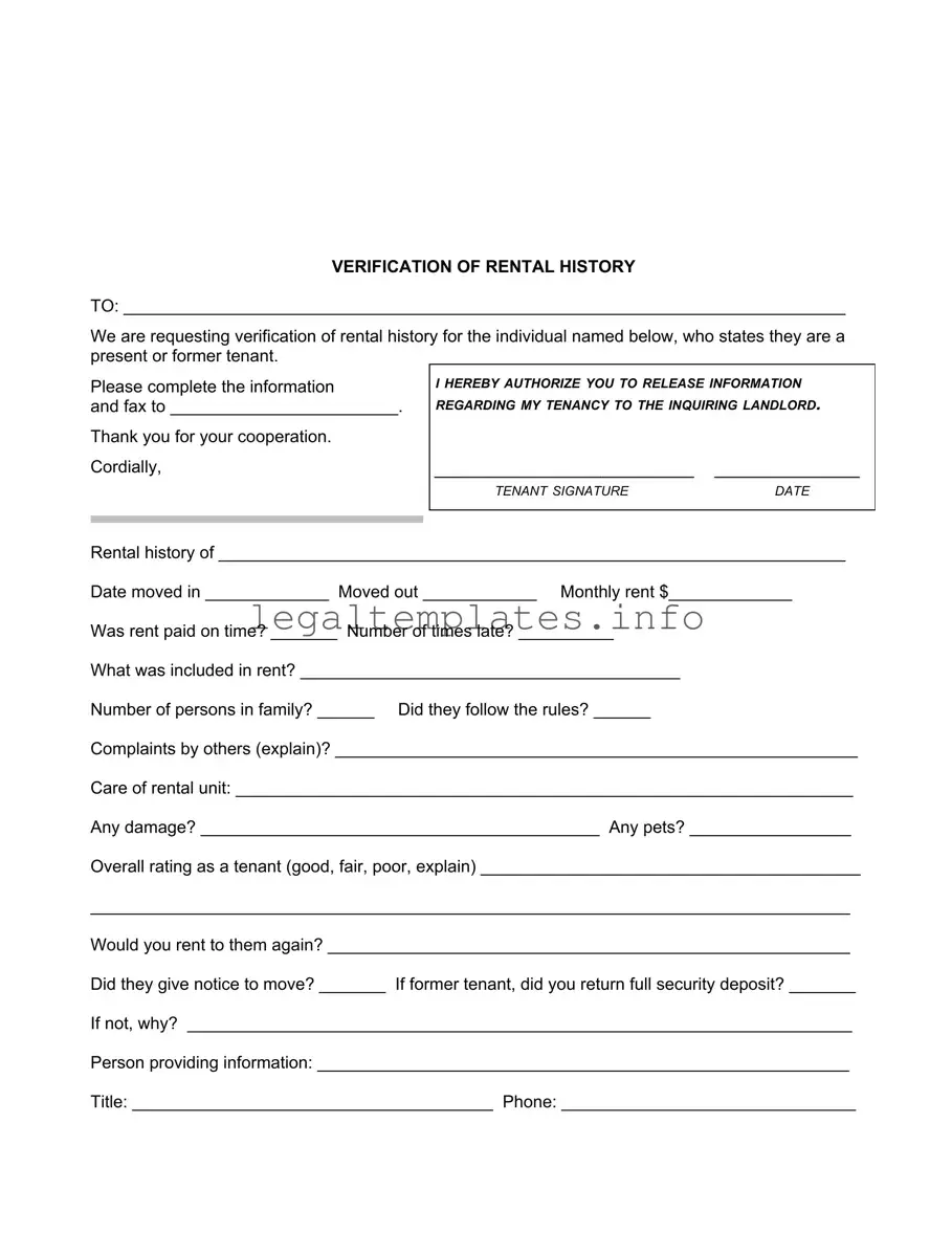 Fill a Valid Verification Rental Form