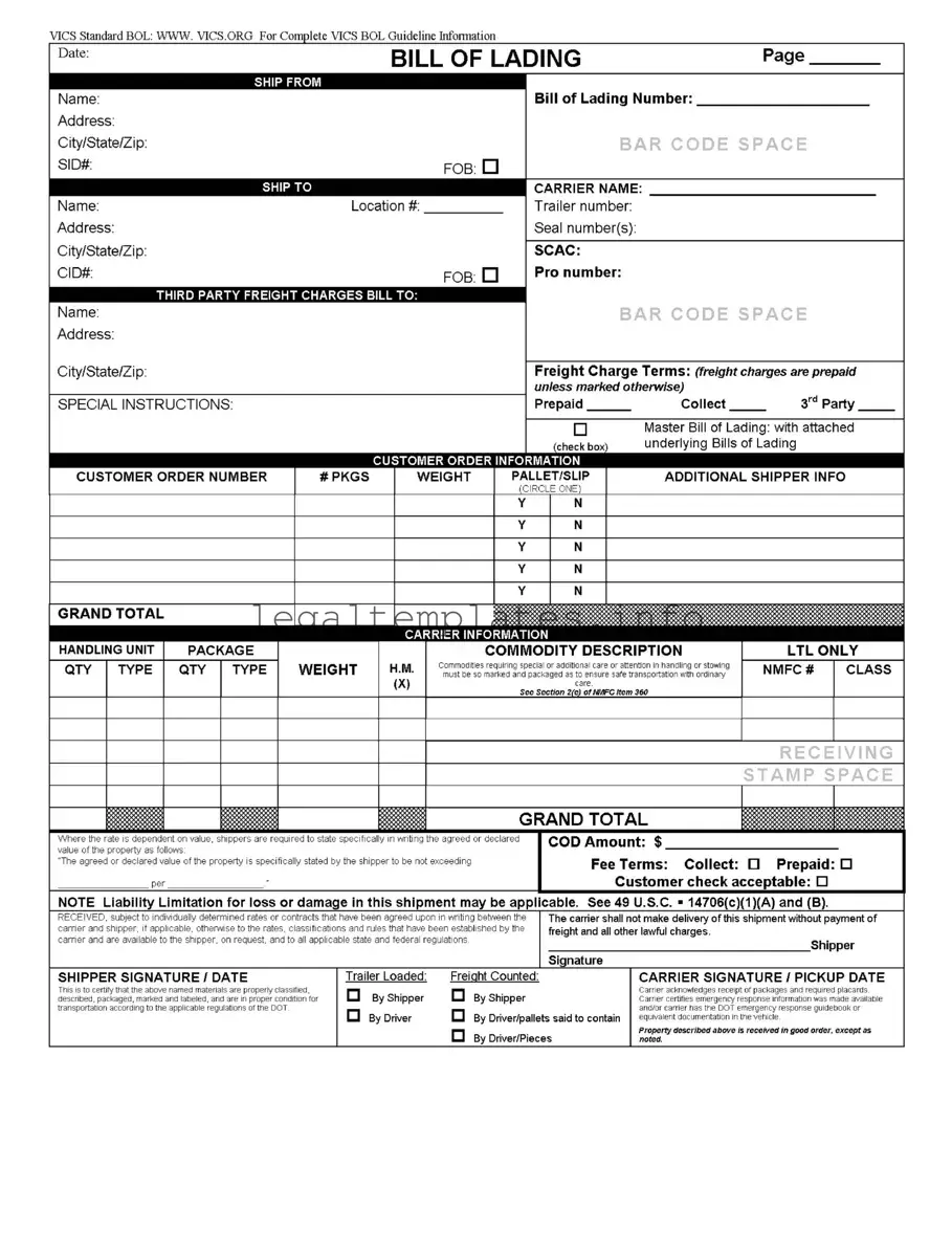 Fill a Valid Vics Bol Form