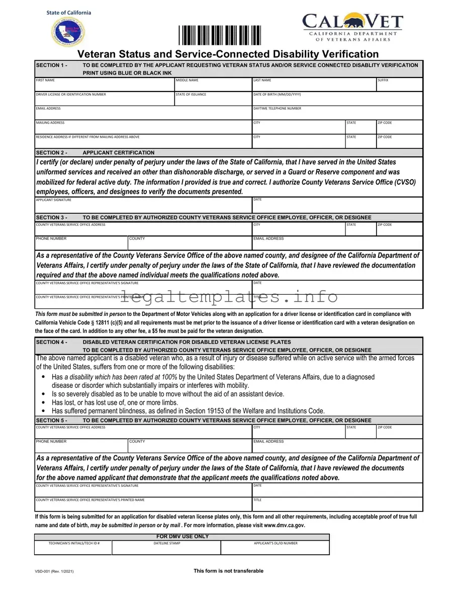 Fill a Valid Vsd 001 Form
