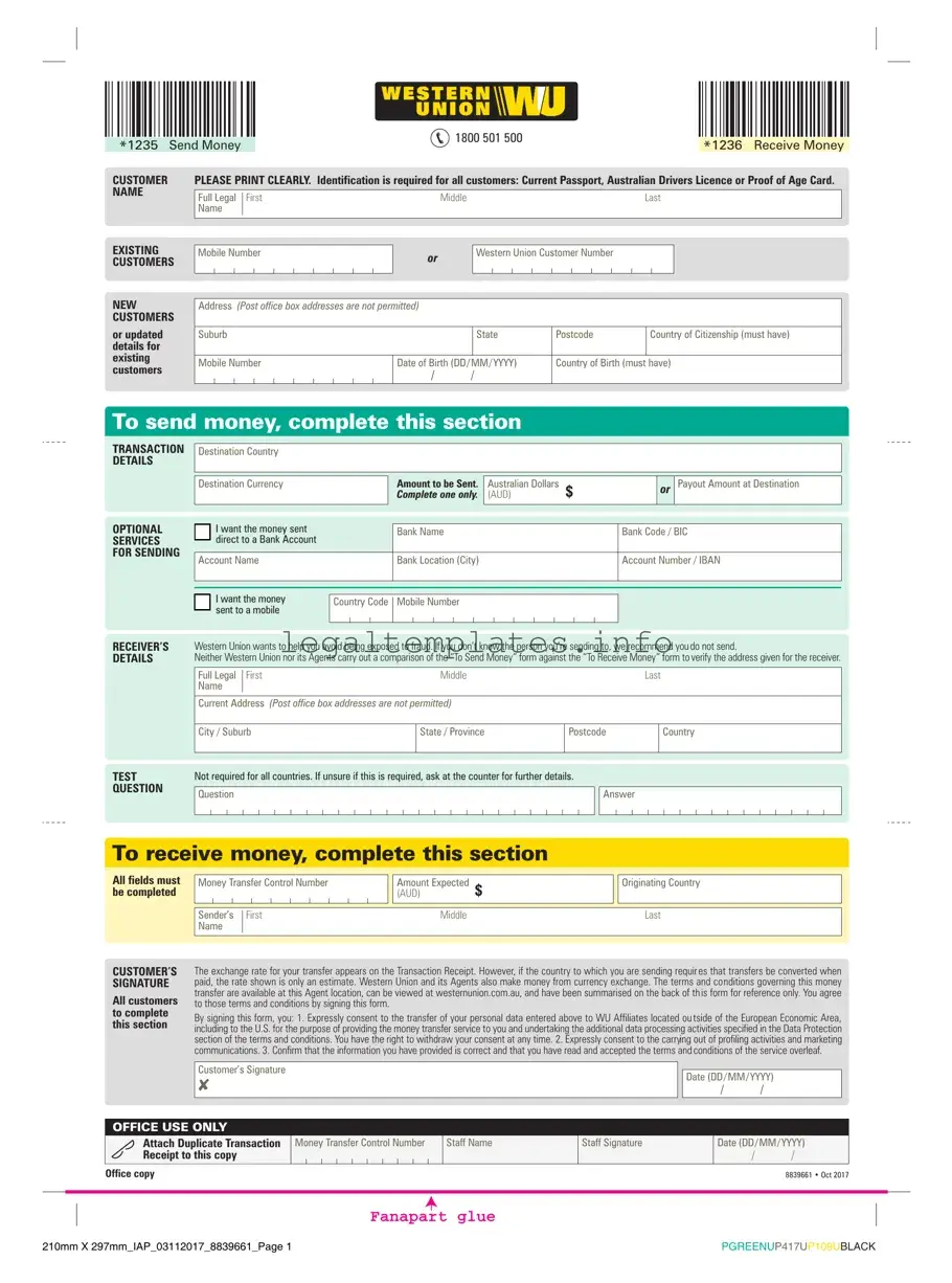 Fill a Valid Western Union Form
