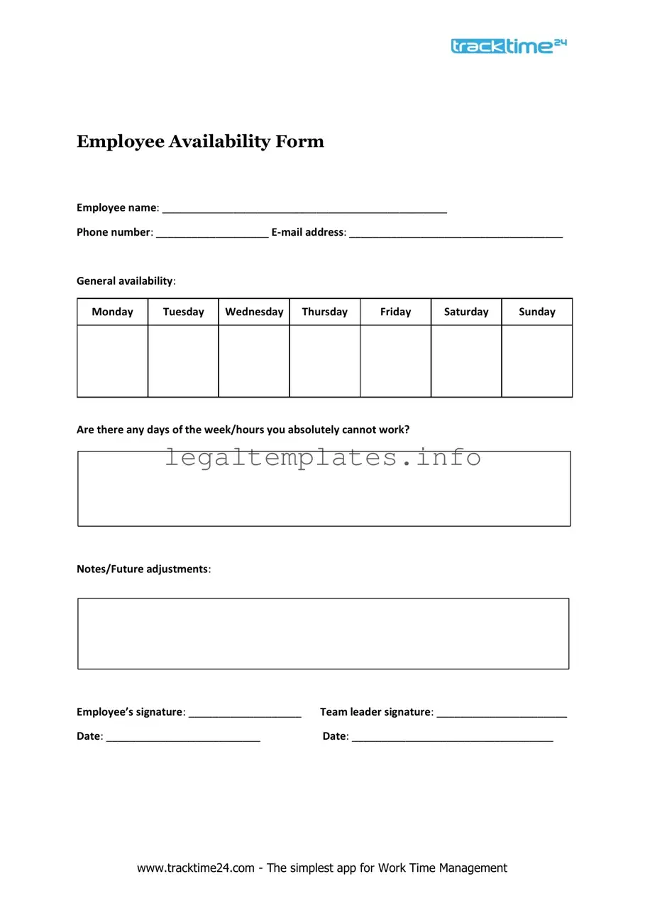 Fill a Valid Employee Availability Form