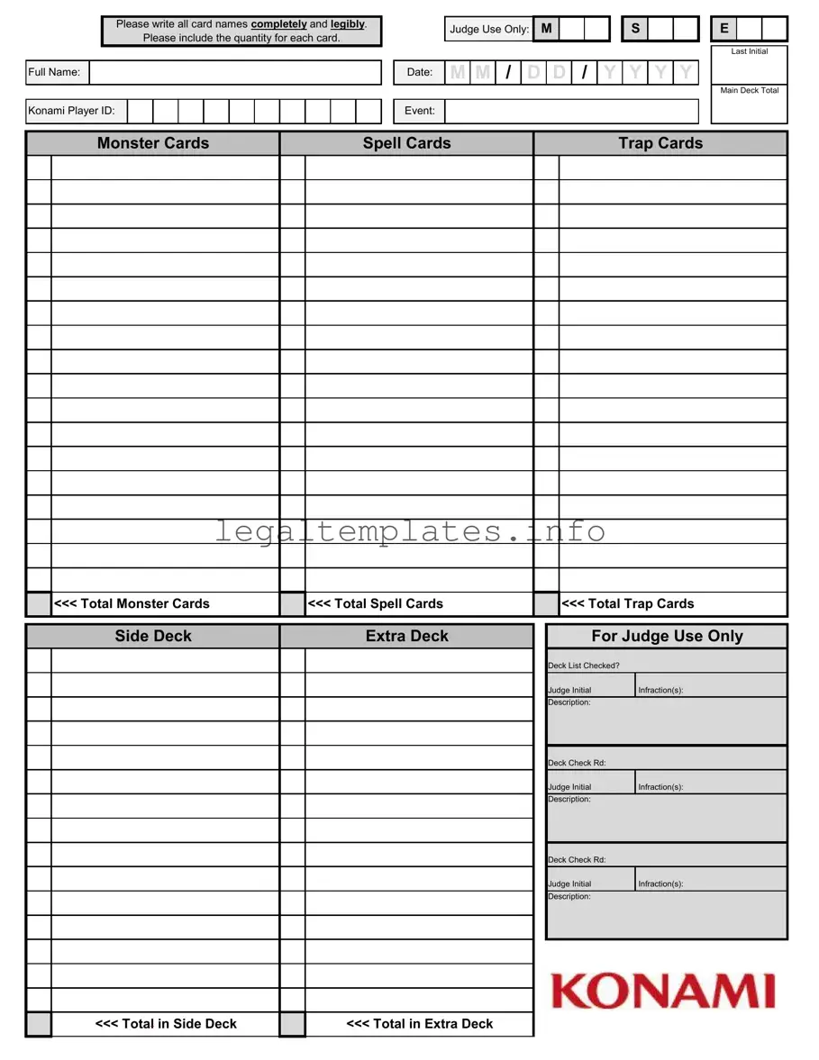 Fill a Valid Konami Decklist Form